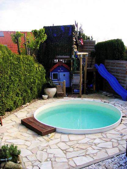 Rundbecken IBIZA 420 x 120 cm | Innenhülle 0,8 mm Blau | EASY CHANGE Handlauf Blau