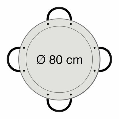 Paella-Pfanne Stahl poliert Ø 80 cm mit 4 Griffen