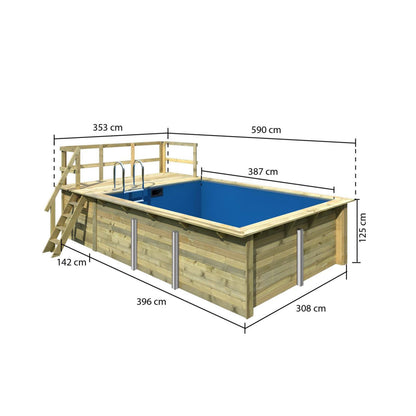 Terrasse für Trend Holzpool Rechteckbecken Stirnseite