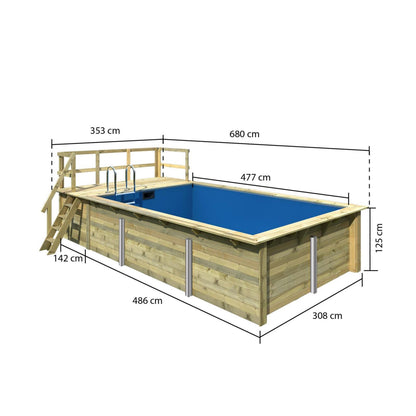 Terrasse für Trend Holzpool Rechteckbecken Stirnseite