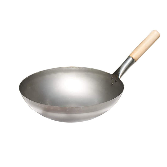 Original chinesische Wokpfanne, Ø 30 cm und Edelstahl-Wokring